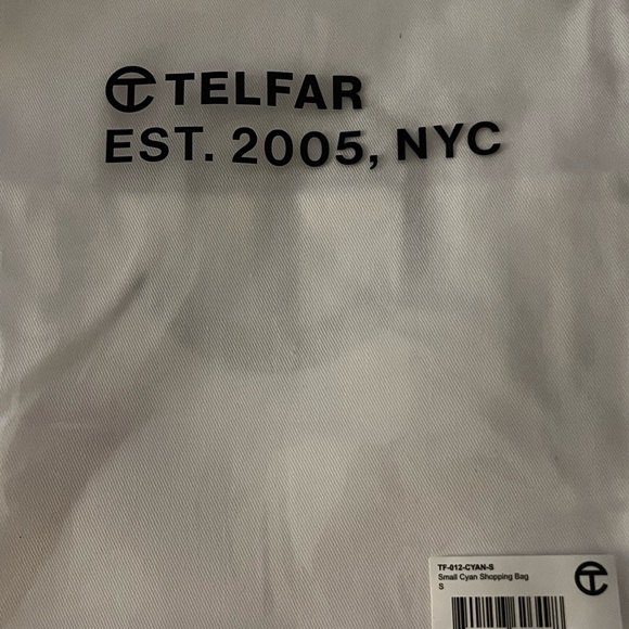 💙 SET NWT TELFAR Cyan blue SET of TWO - medium & small shopping bag totes 💙 - Picture 12 of 14